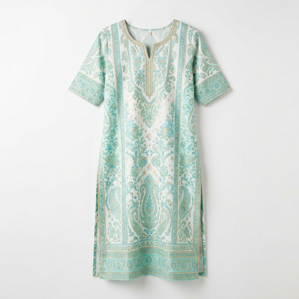 GoSriKi Women’s Floral Printed Pure Cotton Straight Kurti