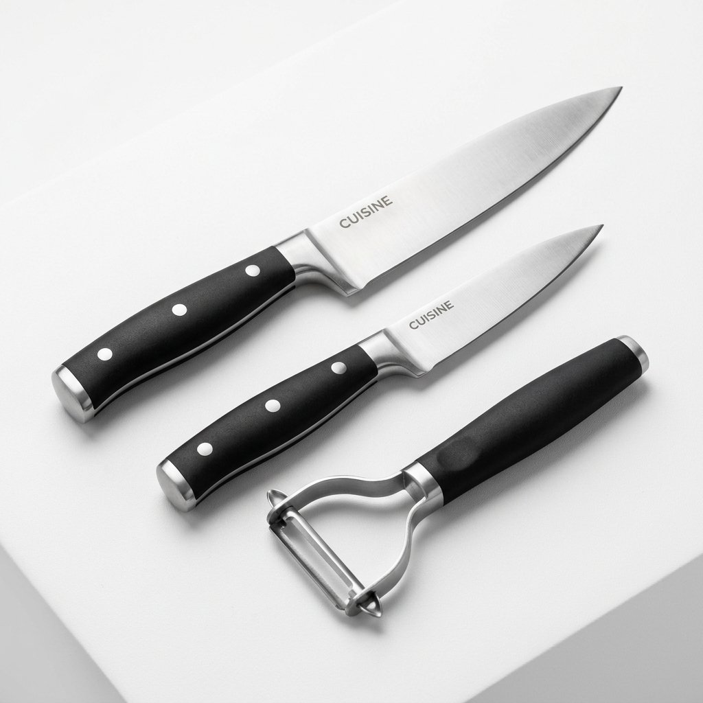 Pigeon by Stovekraft Stainless Steel 3-Piece Knife & Peeler Set