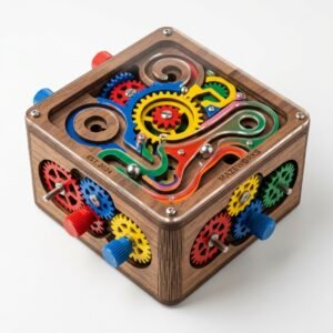 3D Wooden Mechanical Fidget Maze Puzzle Cube